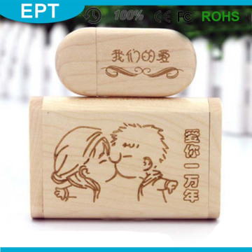 Caja de madera USB Logo Flash Drive para promocionales